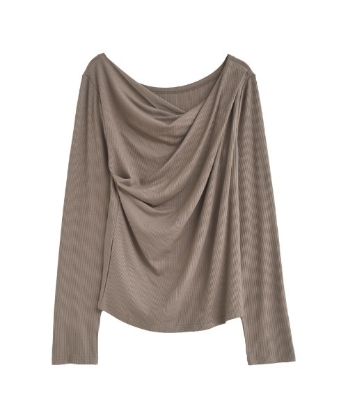 2025AW COLLECTION]リブカットソードレープオフショルトップス（T