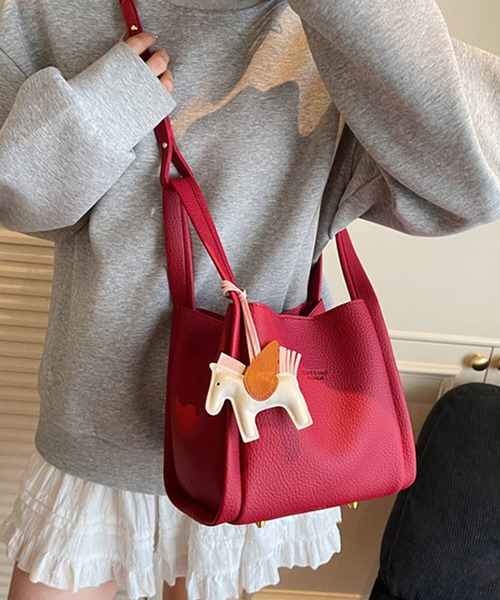 c.u.l（シーユーエル）の「バケツ型 ハンド ショルダーバッグ cula1293（ショルダーバッグ・レディース・レッド/ピンク/ブラウン/ブルー/イエロー/ベージュ/アイボリー/ブラック・FREE）」の8枚目の写真