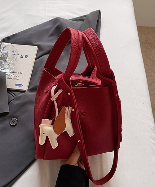 c.u.l（シーユーエル）の「バケツ型 ハンド ショルダーバッグ cula1293（ショルダーバッグ・レディース・レッド/ピンク/ブラウン/ブルー/イエロー/ベージュ/アイボリー/ブラック・FREE）」の16枚目の写真