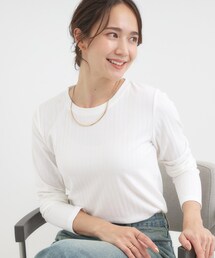 SHOO・LA・RUE | 【S-LL】1枚でも、重ね着にも ワイドテレコ クルーネックインナー(Tシャツ/カットソー)