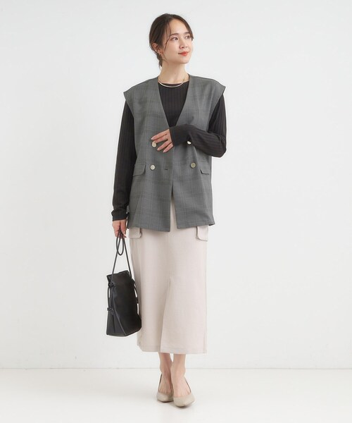 SHOO・LA・RUE（シューラルー）の「【S-LL】1枚でも、重ね着にも ワイドテレコ クルーネックインナー（Tシャツ/カットソー・レディース・オフホワイト/ブラック/ブラウン系・01/02/03/04）」の16枚目の写真