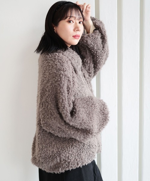 Ruwan yu(ルワンユー)の「ショートボアジャケット【大きいサイズ対応】(ブルゾン・レディース・グレー/ベージュ・LL/L/4L/3L)」の18枚目の写真