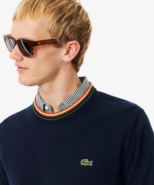 LACOSTE（ラコステ）の「ボーダーリブプルオーバーニット（ニット/セーター・メンズ・ダークネイビー/ホワイト・2/3/4/5）」の4枚目の写真