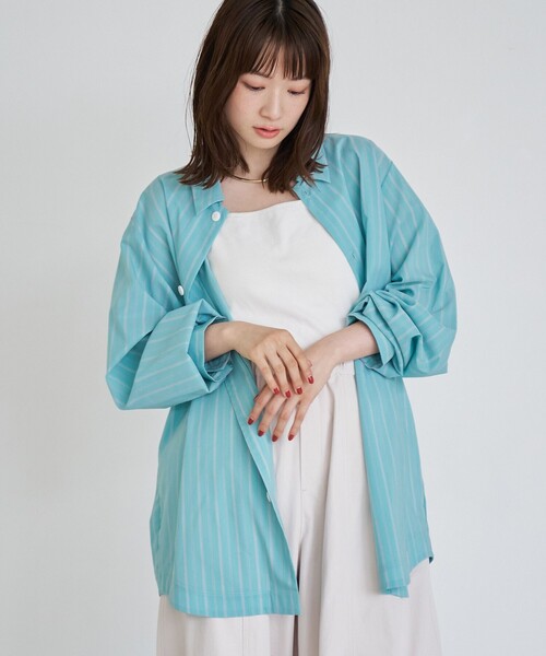 coen（コーエン）の「楽はおり柄アソートシャツ【ストレッチ、防シワ】（シャツ/ブラウス・メンズ・ネイビー/モカ/ライム/ライトグレー・S/XL/L/M）」の4枚目の写真