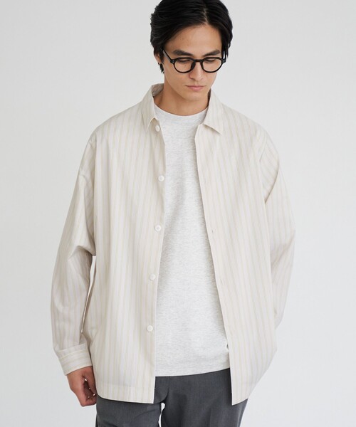 coen（コーエン）の「楽はおり柄アソートシャツ【ストレッチ、防シワ】（シャツ/ブラウス・メンズ・ネイビー/モカ/ライム/ライトグレー・S/XL/L/M）」の2枚目の写真