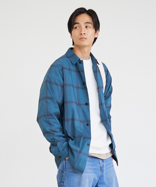 coen（コーエン）の「楽はおり柄アソートシャツ【ストレッチ、防シワ】（シャツ/ブラウス・メンズ・ネイビー/モカ/ライム/ライトグレー・S/XL/L/M）」の9枚目の写真