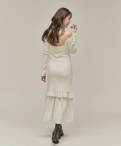 fupel(フぺル)の「back open hem gather knit onepiece / バックオープンヘムギャザーニットワンピース(ワンピース・レディース・アイボリー/ブラック・FREE)」の21枚目の写真