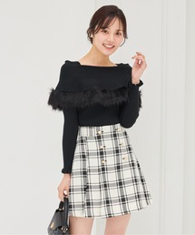 tocco closet（トッコ　クローゼット）の「インナーパンツ付きゴールド釦チェックミニスカート（スカート・レディース）」