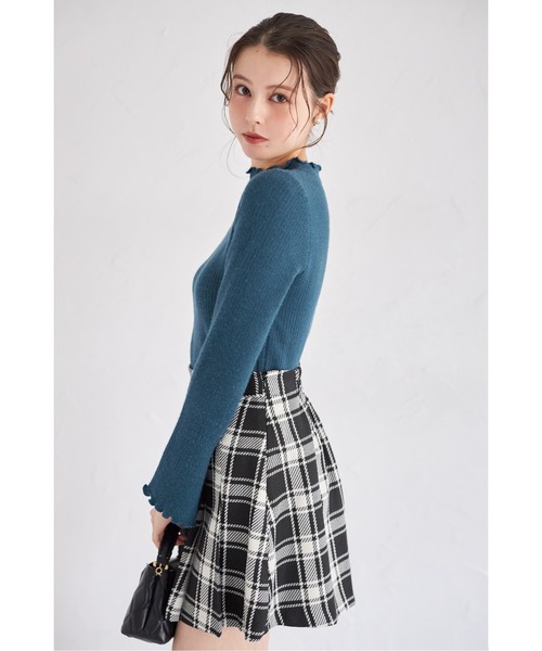 tocco closet(トッコ クローゼット)の「インナーパンツ付きゴールド釦チェックミニスカート(スカート・レディース・アイボリー/ブラック・M)」の15枚目の写真
