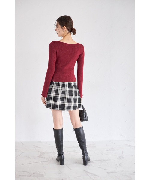 tocco closet(トッコ クローゼット)の「インナーパンツ付きゴールド釦チェックミニスカート(スカート・レディース・アイボリー/ブラック・M)」の10枚目の写真
