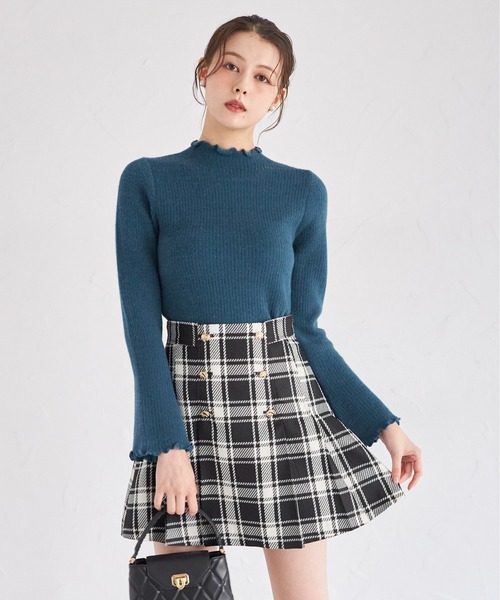 tocco closet(トッコ クローゼット)の「インナーパンツ付きゴールド釦チェックミニスカート(スカート・レディース・アイボリー/ブラック・M)」の14枚目の写真