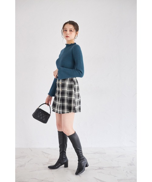 tocco closet(トッコ クローゼット)の「インナーパンツ付きゴールド釦チェックミニスカート(スカート・レディース・アイボリー/ブラック・M)」の12枚目の写真