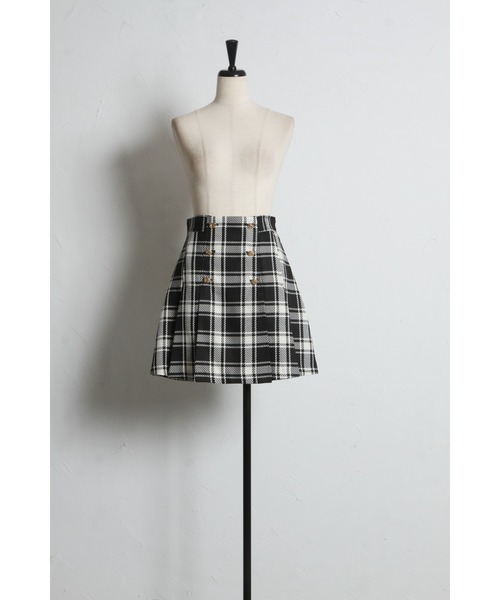tocco closet(トッコ クローゼット)の「インナーパンツ付きゴールド釦チェックミニスカート(スカート・レディース・アイボリー/ブラック・M)」の17枚目の写真