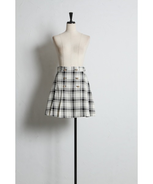 tocco closet(トッコ クローゼット)の「インナーパンツ付きゴールド釦チェックミニスカート(スカート・レディース・アイボリー/ブラック・M)」の18枚目の写真