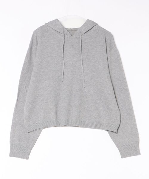 STYLEBLOCK（スタイルブロック）の「スウェットライクニットフーディプルオーバー（ニット/セーター・レディース・チャコールグレー/イエロー/アイボリー/ブラック/グレー・M）」の4枚目の写真