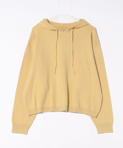 STYLEBLOCK（スタイルブロック）の「スウェットライクニットフーディプルオーバー（ニット/セーター・レディース・チャコールグレー/イエロー/アイボリー/ブラック/グレー・M）」の5枚目の写真