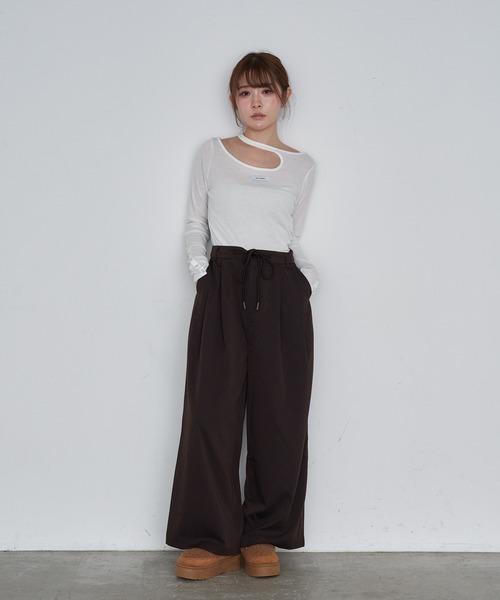 RAY CASSIN（レイカズン）の「スラックスイージーパンツ（スラックス・レディース・グレー系その他2/ネイビー/ブラウン・FREE）」の18枚目の写真