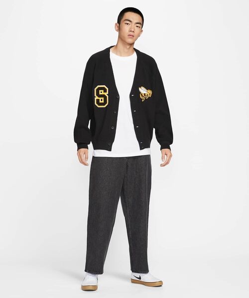 Nike ナイキ SB 黒　カーディガン　ニット　スウェット　90s 短丈　古着 Nike SB Skateboard Cardigan (Asia Sizing) Black メンズ