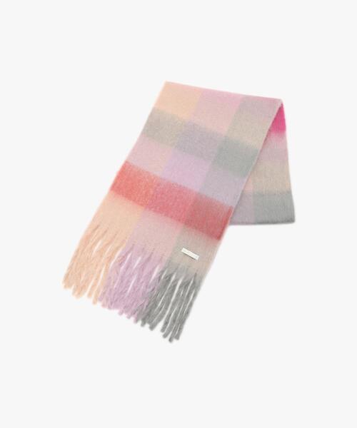 To b. by agnes b.（トゥービーバイアニエスベー）の「WEB限定 ブロックチェック ストール（マフラー・レディース・ストライプ・FREE）」の2枚目の写真