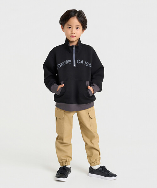 COMME CA ISM(コムサイズム)の「ハーフジッププルオーバー(スウェット・キッズ・グリーン/アイボリー/ブラック・110cm/150cm/130cm/140cm/120cm/100cm)」の4枚目の写真