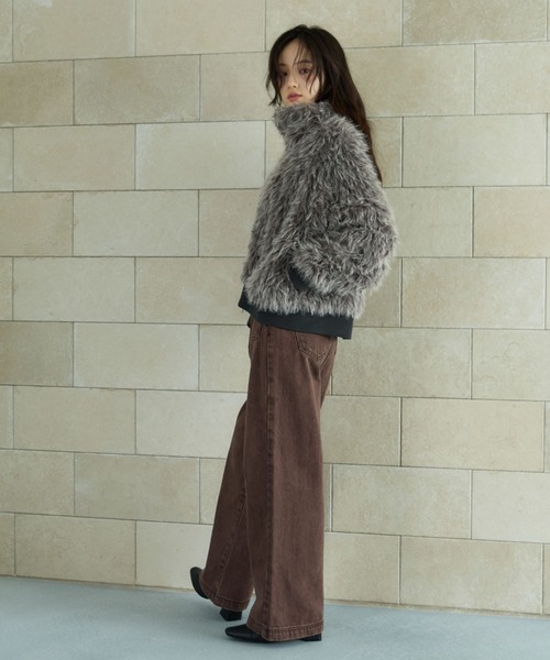 archives（アルシーヴ）の「ＺＩＰミックスファーブルゾン（ブルゾン・レディース・ブラウン/グレー・MEDIUM）」の9枚目の写真