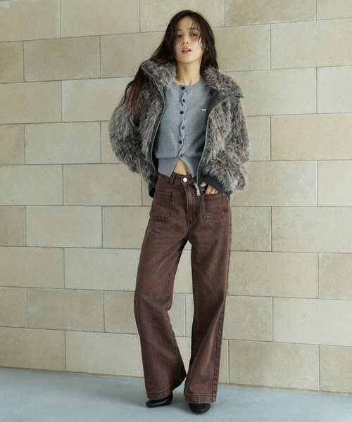 archives（アルシーヴ）の「ＺＩＰミックスファーブルゾン（ブルゾン・レディース・ブラウン/グレー・MEDIUM）」の11枚目の写真