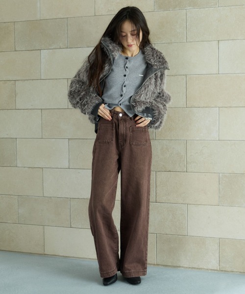 archives（アルシーヴ）の「ＺＩＰミックスファーブルゾン（ブルゾン・レディース・ブラウン/グレー・MEDIUM）」の10枚目の写真