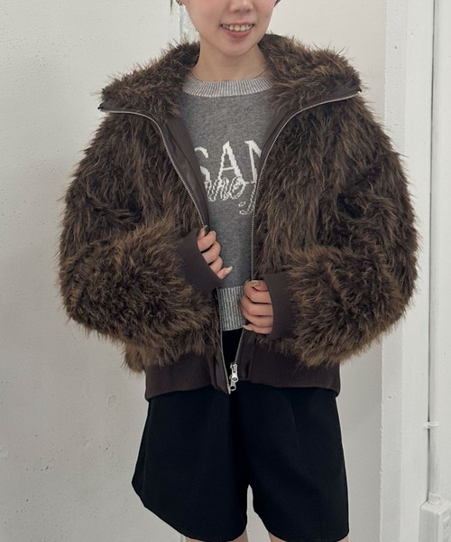 archives（アルシーヴ）の「ＺＩＰミックスファーブルゾン（ブルゾン・レディース・ブラウン/グレー・MEDIUM）」の13枚目の写真