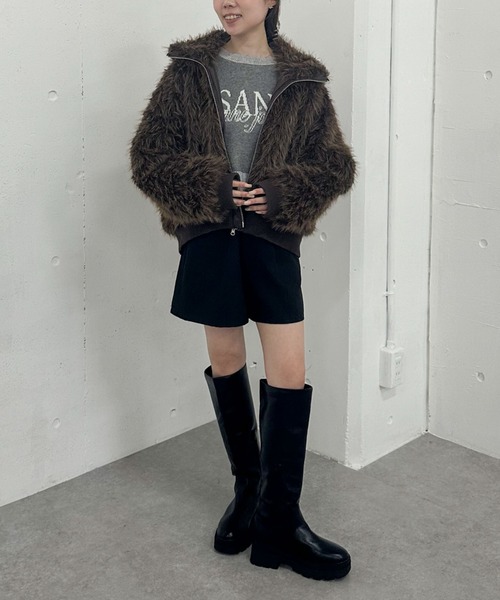 archives（アルシーヴ）の「ＺＩＰミックスファーブルゾン（ブルゾン・レディース・ブラウン/グレー・MEDIUM）」の17枚目の写真