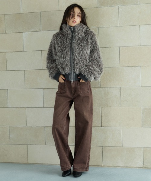 archives（アルシーヴ）の「ＺＩＰミックスファーブルゾン（ブルゾン・レディース・ブラウン/グレー・MEDIUM）」の5枚目の写真