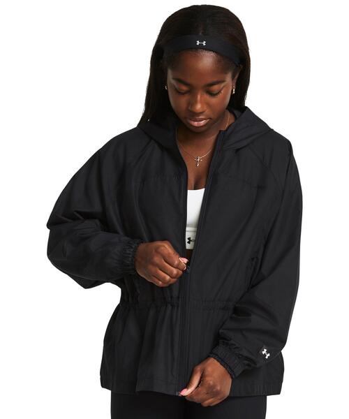 UNDER ARMOUR(アンダーアーマー)の「UAラッシュ ウーブン フルジップ オーバーサイズド フーディド ジャケット(トレーニング/レディース)(その他アウター・レディース・ブラック・S/M)」の1枚目の写真