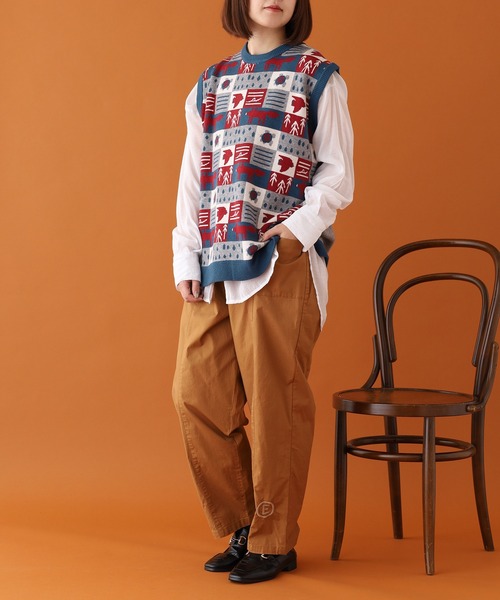 Emago(イマゴ)の「EMAGO ロゴ刺繍テーパードパンツ(その他パンツ・レディース・ブラウン/カーキ/ネイビー・FREE)」の15枚目の写真