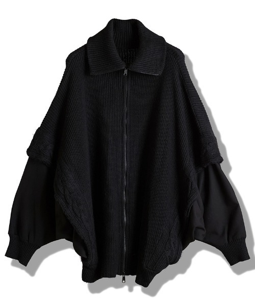 NO ID.(ノーアイディ)の「mj11242-ドッキングニットドルマンZIP-BLZ ブルゾン(457010-355K)(ブルゾン・メンズ・ブラックミックス/グレー/ブラック・ONE SIZE)」の5枚目の写真