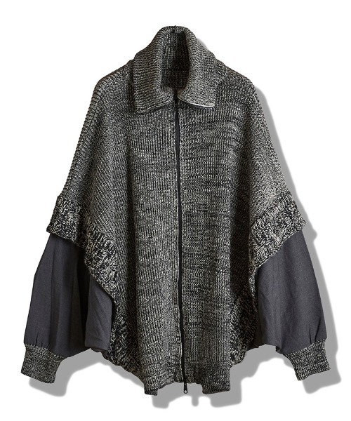 NO ID.(ノーアイディ)の「mj11242-ドッキングニットドルマンZIP-BLZ ブルゾン(457010-355K)(ブルゾン・メンズ・ブラックミックス/グレー/ブラック・ONE SIZE)」の6枚目の写真
