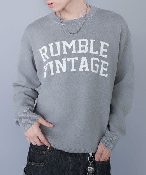 SPINNS（スピンズ）の「ジャガードロゴニット/ヴィンテージ/スウェットライク/チクチクしない（ニット/セーター・メンズ・ベージュ/グレー/ブラック・ONESIZE）」の3枚目の写真