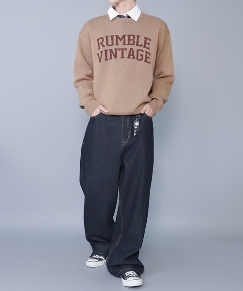 SPINNS（スピンズ）の「ジャガードロゴニット/ヴィンテージ/スウェットライク/チクチクしない（ニット/セーター・メンズ・ベージュ/グレー/ブラック・ONESIZE）」の5枚目の写真