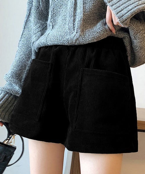 Miniministore(ミニミニストア)の「コーデュロイショートパンツ 裏起毛短パン(スラックス・レディース・ブラック/ライトベージュ・FREE)」の3枚目の写真