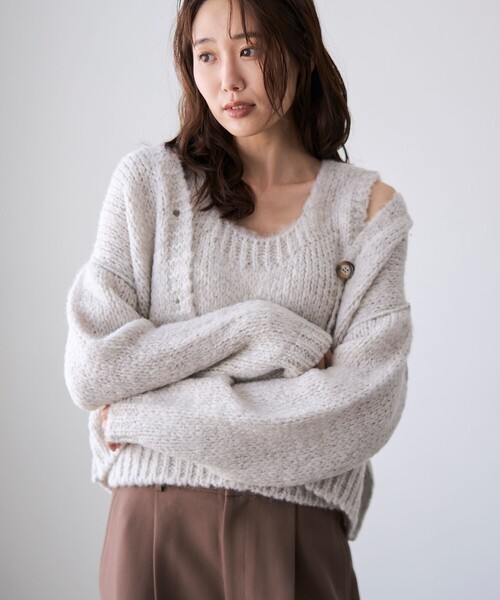 RONEL(ロネル)の「Tricots Jean Marc(トリコットジーンマルク)ニットカーディガン(カーディガン/ボレロ・レディース・グレー系/ライトブルー/ホワイト・FREE)」の4枚目の写真