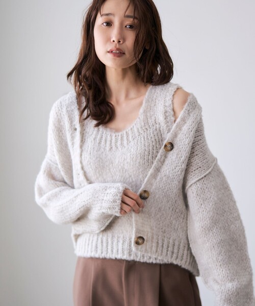 RONEL(ロネル)の「Tricots Jean Marc(トリコットジーンマルク)ニットカーディガン(カーディガン/ボレロ・レディース・グレー系/ライトブルー/ホワイト・FREE)」の5枚目の写真