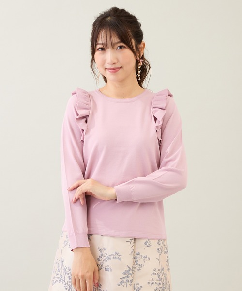 Rose Tiara(ローズティアラ)の「フリルニットプルオーバー(ニット/セーター・レディース・ピンク/オフホワイト/ブラック・46/42/38)」の3枚目の写真