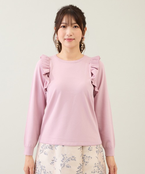 Rose Tiara(ローズティアラ)の「フリルニットプルオーバー(ニット/セーター・レディース・ピンク/オフホワイト/ブラック・46/42/38)」の10枚目の写真