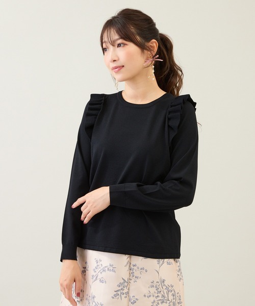 Rose Tiara(ローズティアラ)の「フリルニットプルオーバー(ニット/セーター・レディース・ピンク/オフホワイト/ブラック・46/42/38)」の5枚目の写真