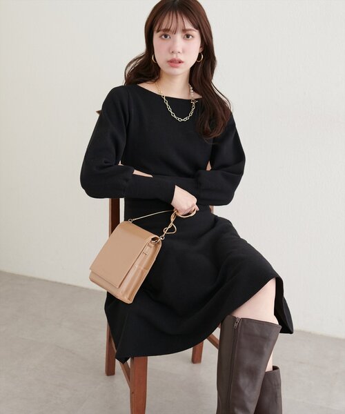 natural couture（ナチュラルクチュール）の「〈ako〉前後２WAYミニワンピース（ワンピース・レディース・ブラック/チャコールグレー/ボルドー/ベージュ・FREE）」の2枚目の写真