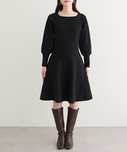 〈ako〉前後２WAYミニワンピース　ブラック ako〉前後2WAYミニワンピース（ワンピース）｜natural couture