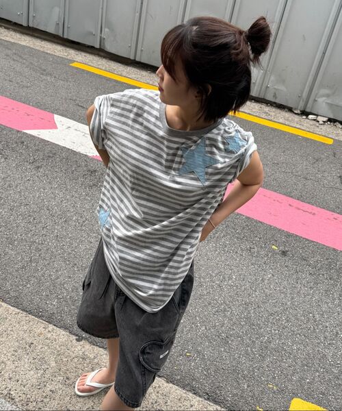 RONRON(ロンロン)の「HEART POCKET CARGO DENIM SHORT PANTS GREY BLACK(その他パンツ・レディース・その他・FREE)」の9枚目の写真