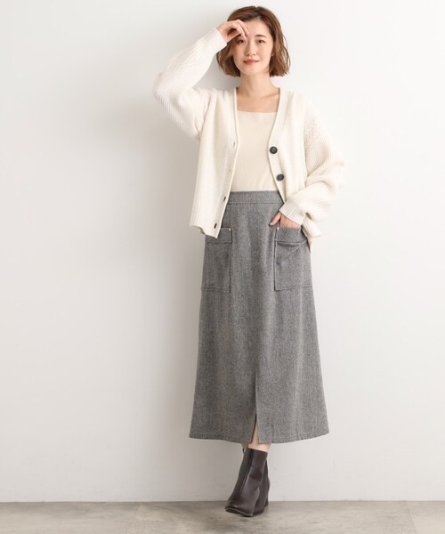 grove（グローブ）の「クラシカルツイード Aラインスカート（スカート・レディース・ブラック/チャコールグレー/オフホワイト・02/03/01/04/05）」の22枚目の写真