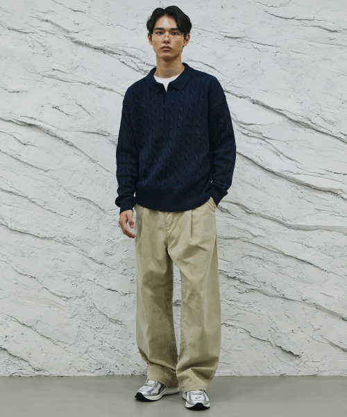 SIGNATURE（シグネチャ）の「ケーブルカラーニット[ネイビー]（ニット/セーター・レディース・その他・MEDIUM/LARGE）」の3枚目の写真