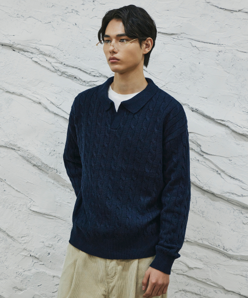 SIGNATURE（シグネチャ）の「ケーブルカラーニット[ネイビー]（ニット/セーター・レディース・その他・MEDIUM/LARGE）」の5枚目の写真