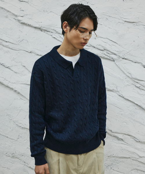 SIGNATURE（シグネチャ）の「ケーブルカラーニット[ネイビー]（ニット/セーター・レディース・その他・MEDIUM/LARGE）」の6枚目の写真