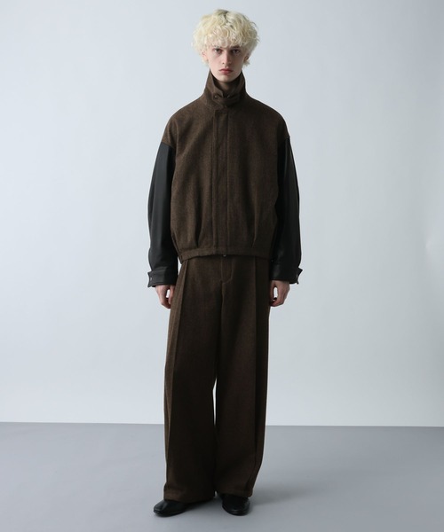 HARE（ハレ）の「レザーキリカエツイードブルゾン(HARE)（ブルゾン・メンズ・ブラウン/ブラック・SMALL/MEDIUM）」の5枚目の写真